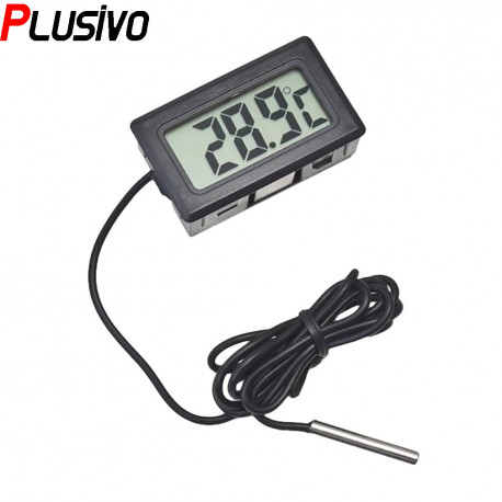 Black Digital Thermometer with External Probe (1 m, 2s refresh)