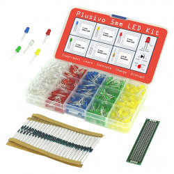 LED Assortment Kit (500pcs) with Bonus PCB and 220Ω Resistors