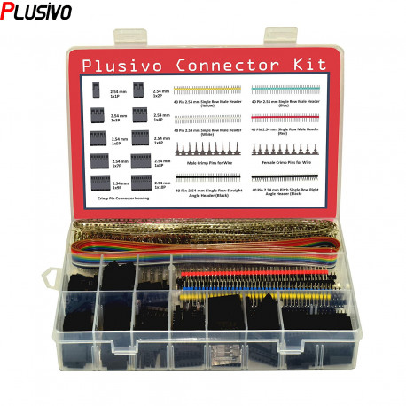 Plusivo Connector Kit - 1004 pcs Crimp Connector Kit with Dupont Wire Connectors and Ribbon Cable